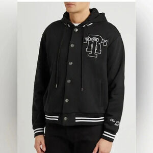 True Religion Logo Hooded Cotton Varsity Jacket. Size XL